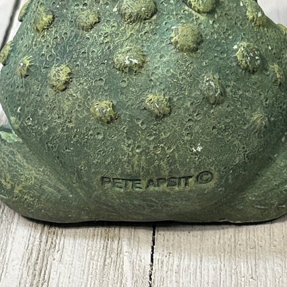 Vintage Pete Apsit Frog Toad Figurine Sculpture Heavy Resin Green Collectible - Picture 5 of 7
